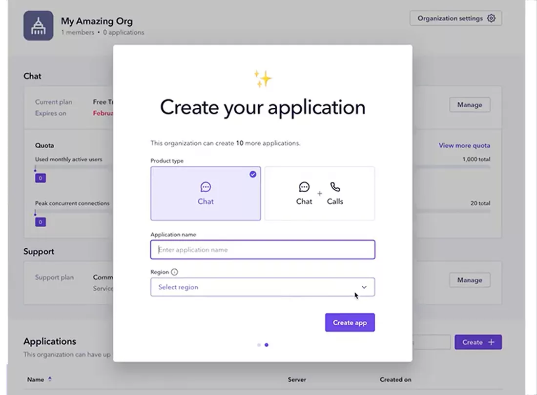 Sendbird desktop view 