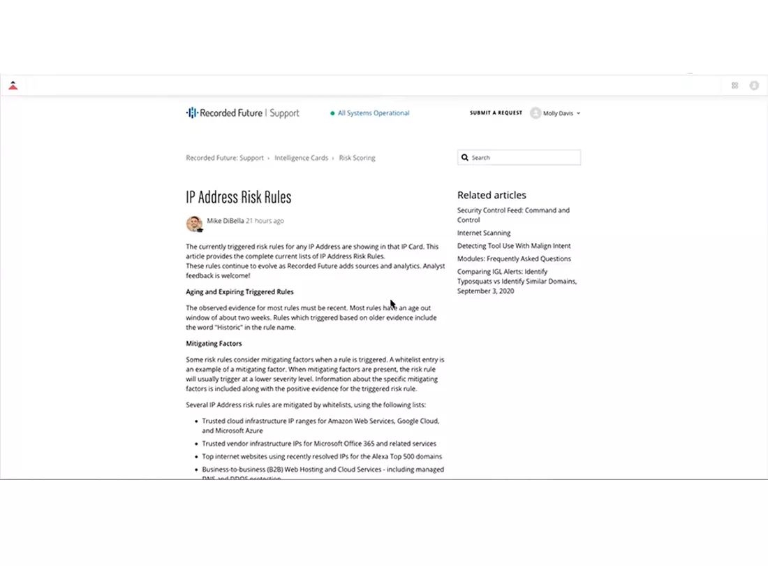 Recorded Future desktop view 