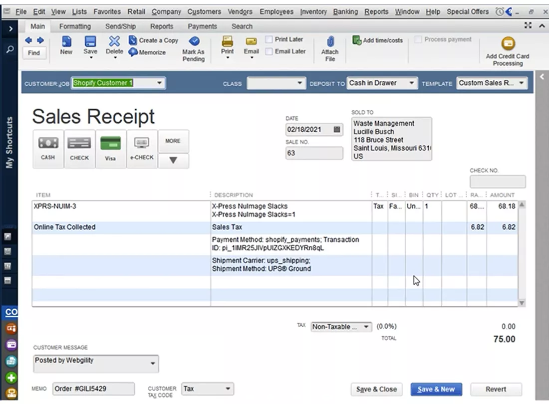 Webgility Desktop View 