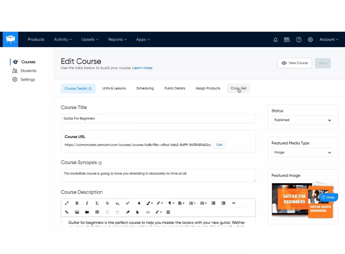 SamCart Desktop View 