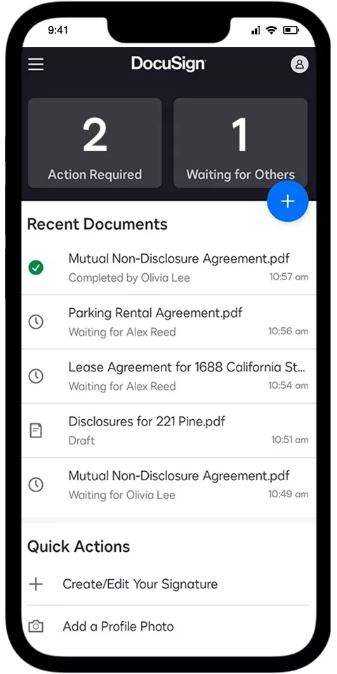 DocuSign mobile view 1