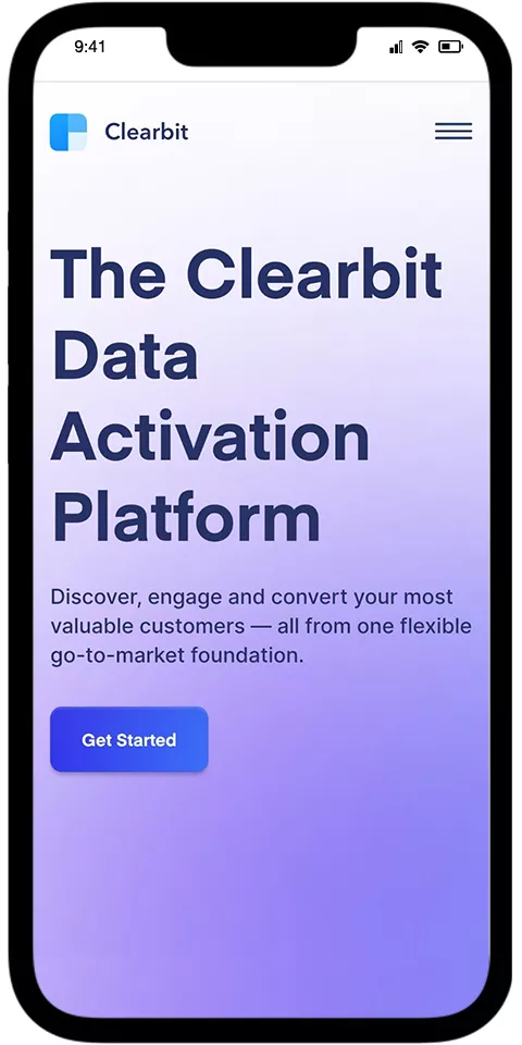 Clearbit mobile view 1