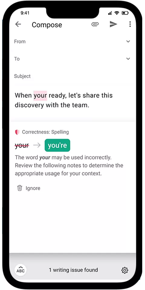 Grammarly Mobile View 1