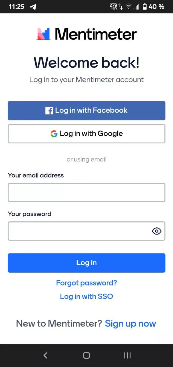 Log in into Mentimeter